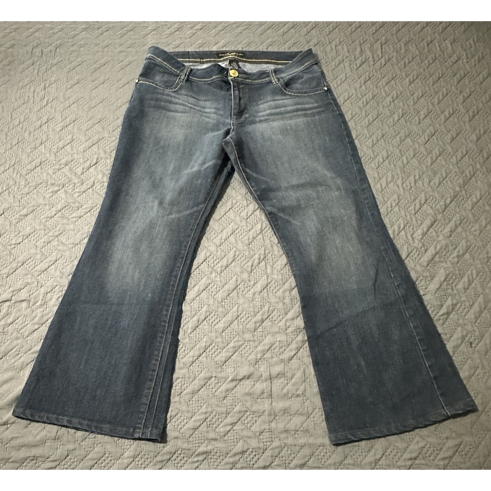 Southpole Womens Plus Size‎ 15 Y2K Jeans Sequins Logo Pockets Flare Leg Blue